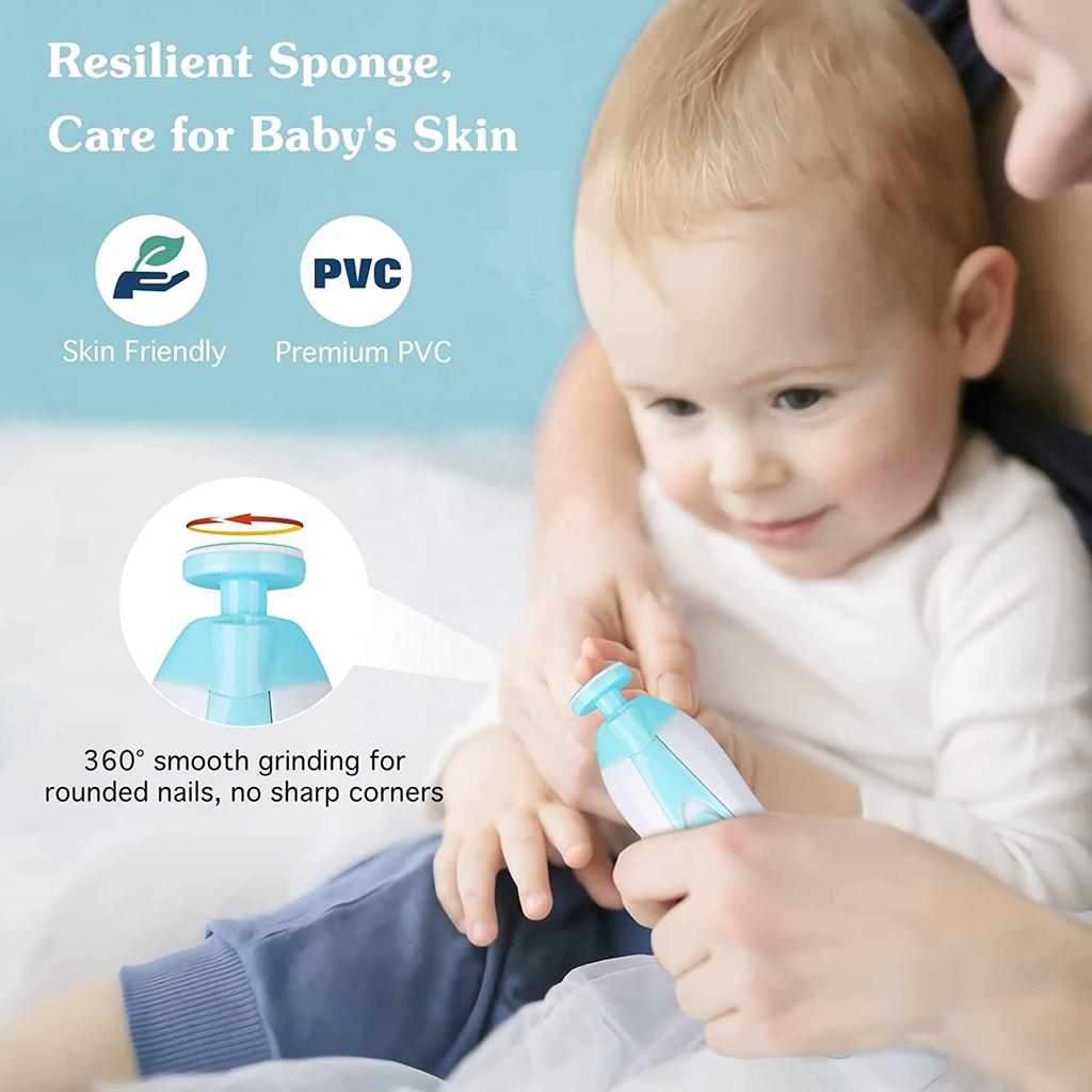 MAMIJOY Электрическая детская машинка для стрижки ногтей Светодиодная подсветка Триммер для детских ногтей Набор для ухода за ребенком 4-ступенчатая регулировка скорости С низким уровнем шума