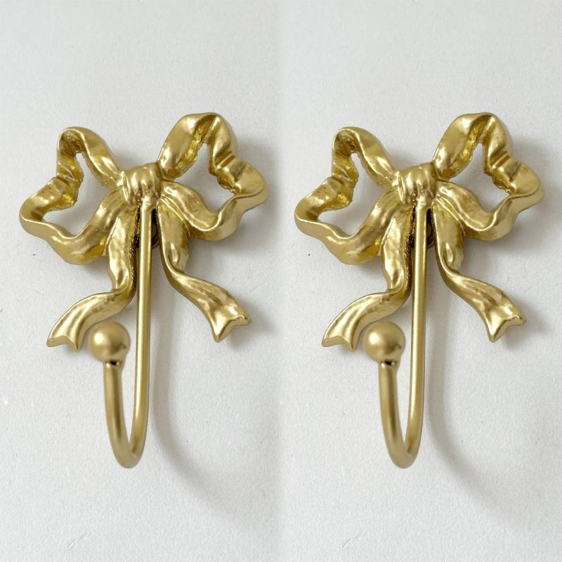 Pack of 2 Functional Bows Shaped Hooks Cast Iron for Wall Organization Space Saving Kitchen Hallway Closet Hanger