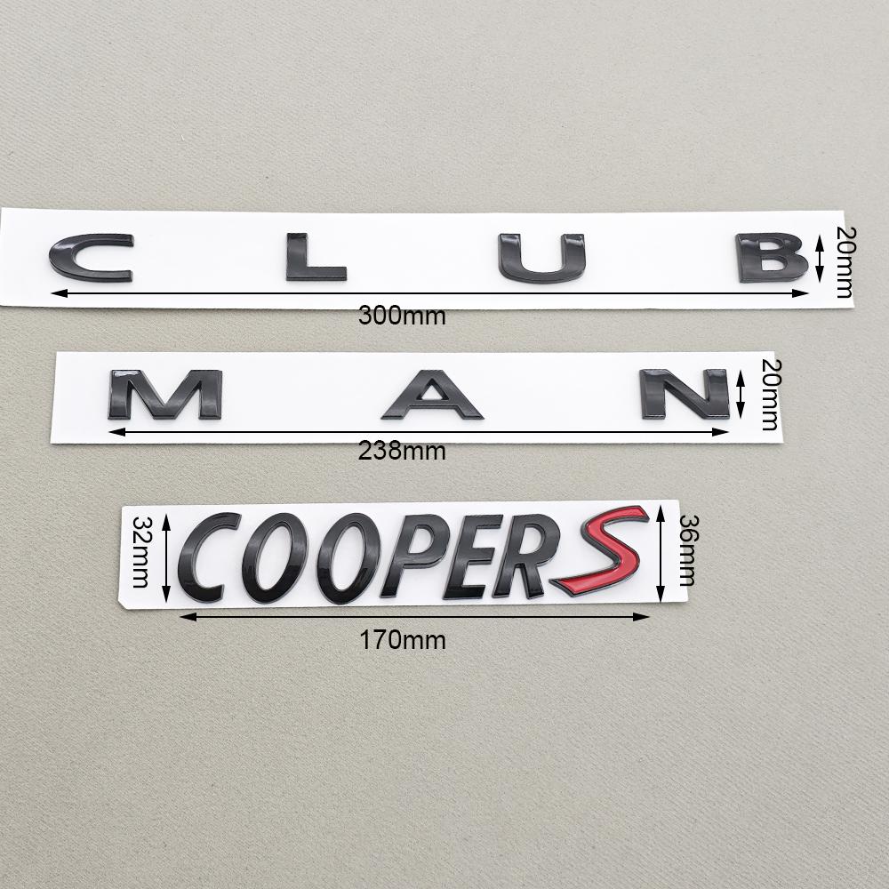 3D ABS Car Badge Letters Logo Clubman Cooper S Emblem Rear Trunk Sticker Decal Accessories For BMW MINI R53 R56 F55 F56 F65 JCW