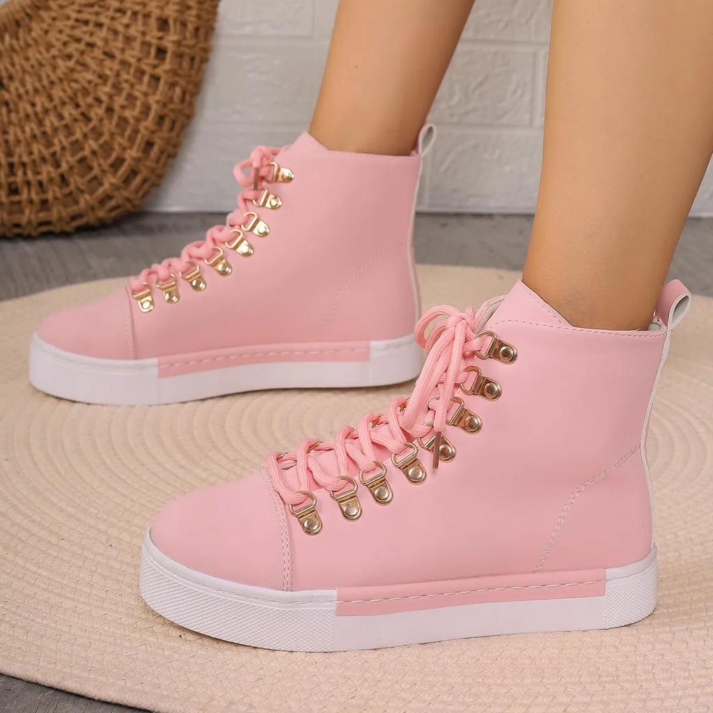 Women Sneakers Fashion High Top Flat Women Ankle Boots Platform Casual Shoes Outdoor Vulcanized Shoes for Women2025