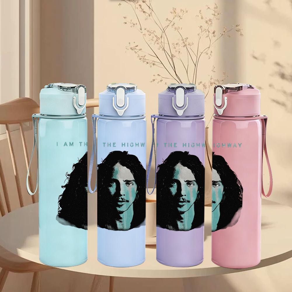 1PC Endangered dogs cage graphic print 750ml colorful plastic sports water bottle leakproof pop up lid with straw for outdoor work home use