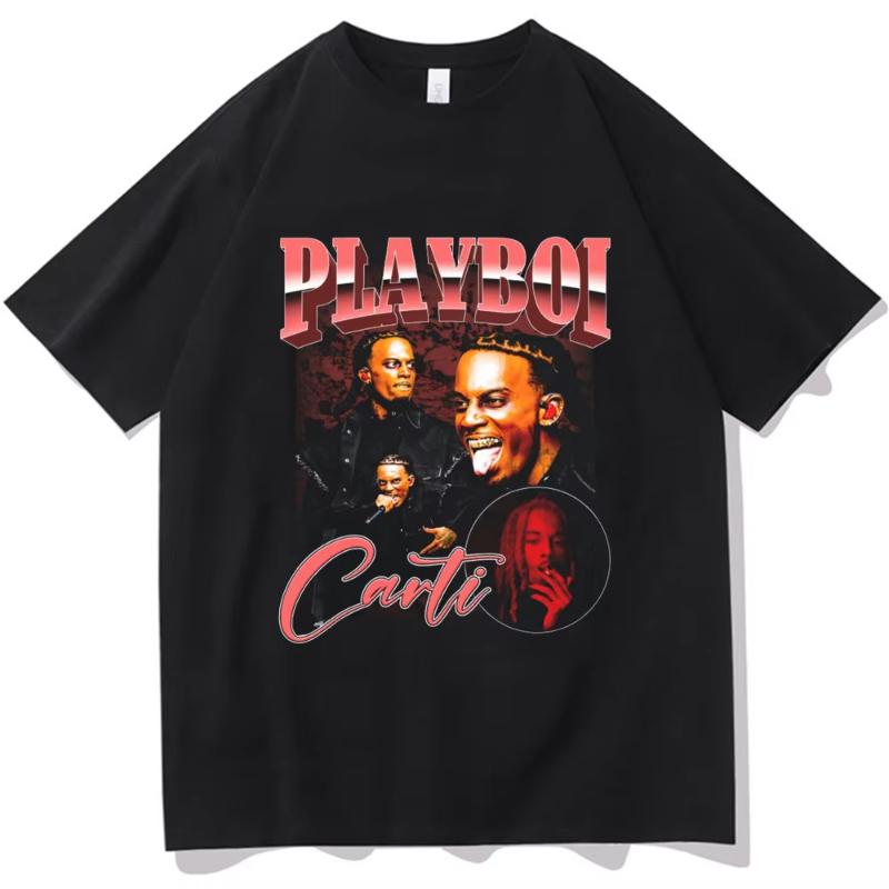 Playboi Carti Music Album Whole Lotta Red Print Tshirt Unisexs Clothes Vintage Rapper Hip Hop T Shirt Summer Casual Gothic Tops
