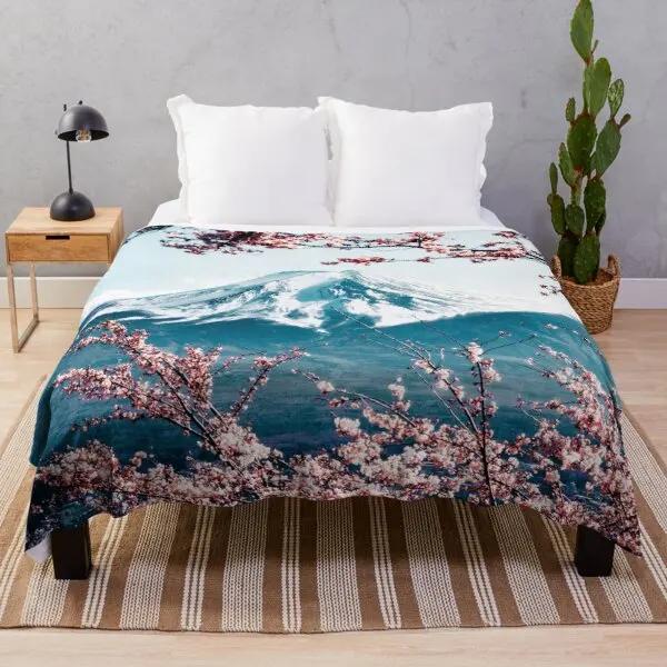 Белый Розовый Фланелевый Плед с Сакурой Романтические Цветы Королевский Королевский Полный Размер Для Гостиной Дивана Легкий