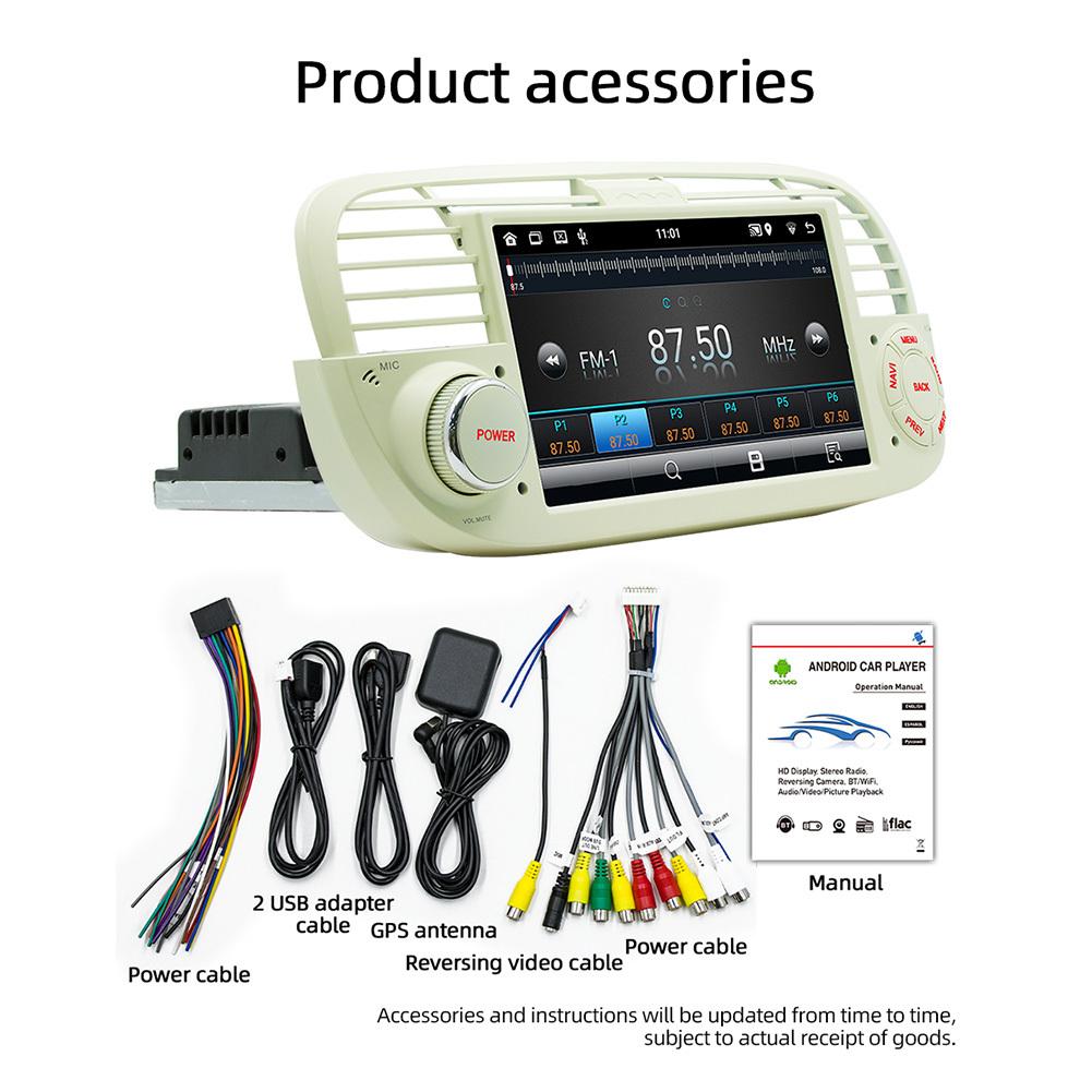 Автомобильный стерео GPS-навигатор с дисплеем, совместимый с системой взаимодействия с автомобилем Ios и Android Auto, совместимый с Fiat 500 2010-2015