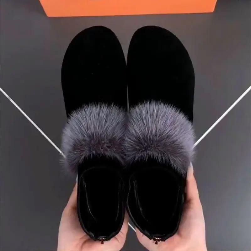 Shoes for Women 2025 Winter Plush Warm Women's Boots Low Heel Non-slip Commuter Office Ladies Shoes Fashion Zipper Short Boots