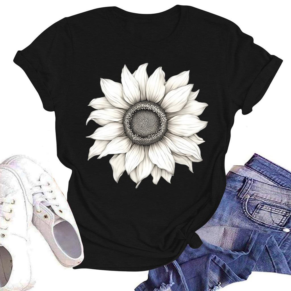 Женская повседневная свободная футболка с принтом, круглый вырез, пуловер, короткий рукав, топ