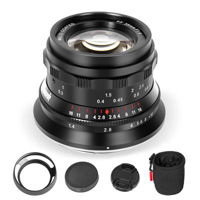 Pergear 35 мм F1.4 Полнокадровый объектив с ручной фокусировкой Объектив с фиксированным фокусным расстоянием (Крепление E, черное)