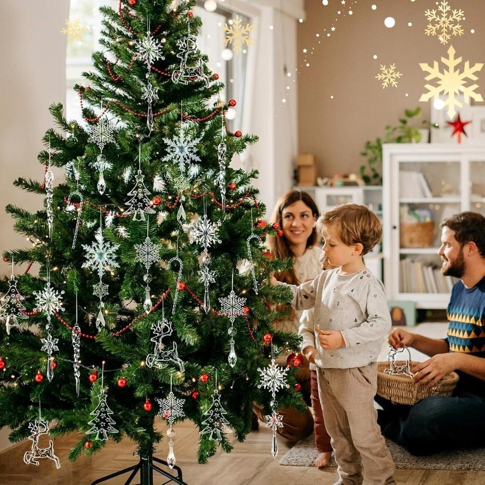 18/28 Pcs Teardrop Shape Christmas Tree Decor Sparkling Icicle Decorations Pendant Windows