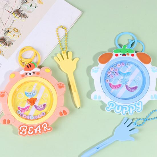 Брелок с магнитными бусинами для детей, развивающий мелкую моторику, портативный, для малышей, мальчиков и девочек, миниатюрная развивающая игра с движущимися бусинами в виде мультяшных животных.