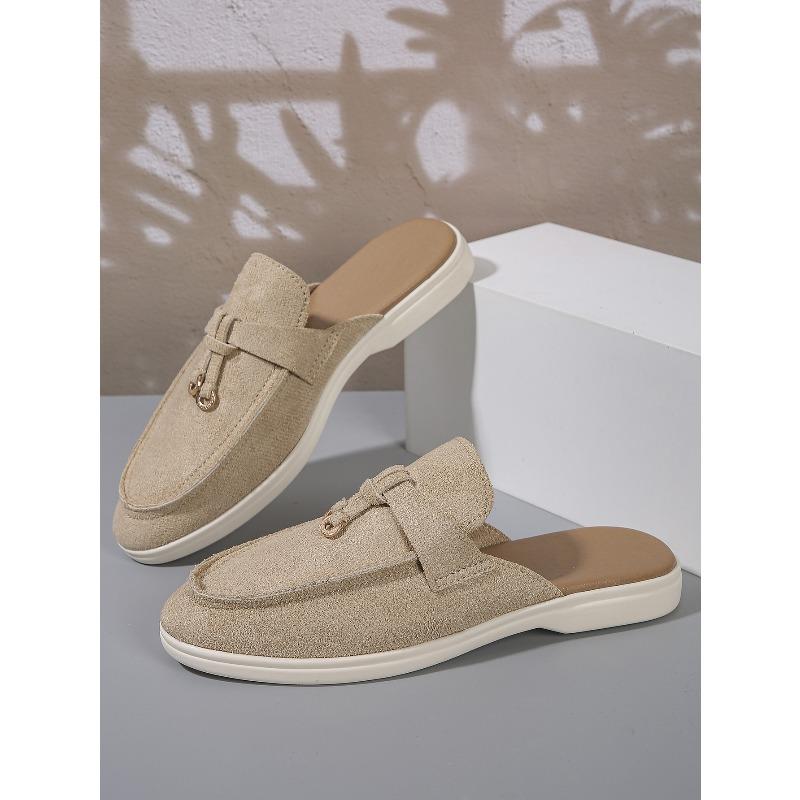 Весна Новые Женские Туфли-Мюли С Закрытым Носком и Ремешком Слингбэк Повседневные Слипоны Уличная Ленивая Обувь