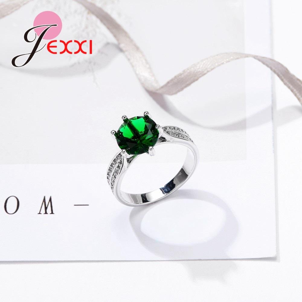 Silver 925 Rings Jewellery Stylish Designs Setting Shiny Green Cubic Zirconia With White AAA Zircons Women Wedding Rings