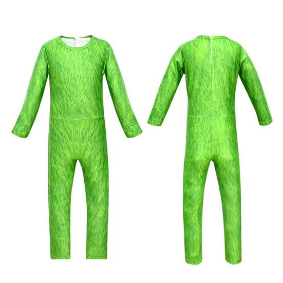 1 Set Children Halloween Jumpsuit Green Furry Animal Cosplay Costume Includes Masque Gloves Scarf Set Photo