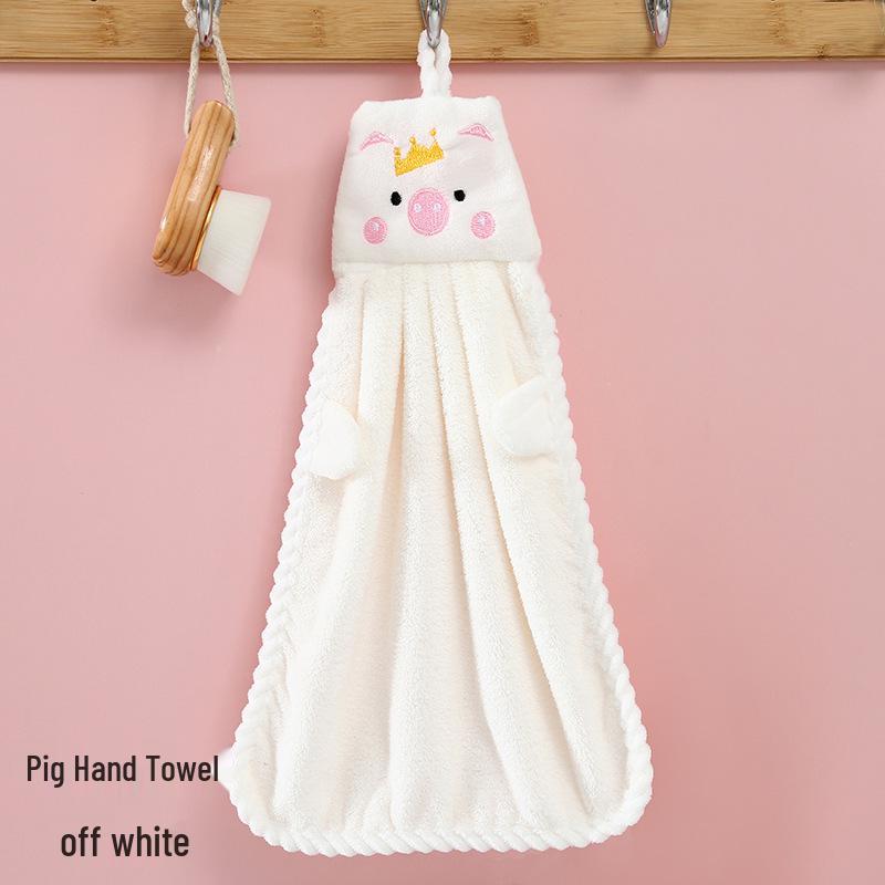Милое Гусь Коралловый Флис Подвесное Полотенце для Рук - Мультяшное Впитывающее Кухонное Полотенце