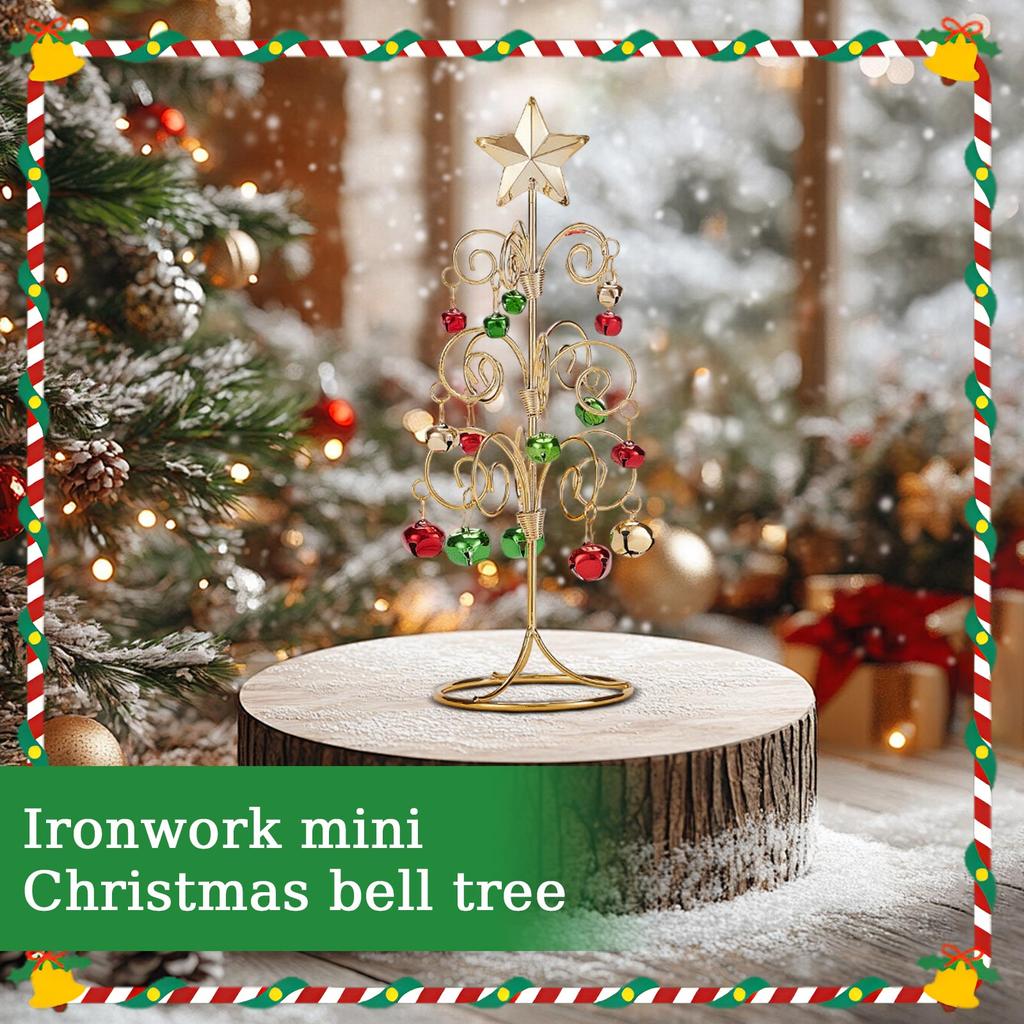 Миниатюрная кованая железная рождественская елка-колокольчик, настольная имитация рождественской елки, витрина, рождественское украшение для вечеринки.