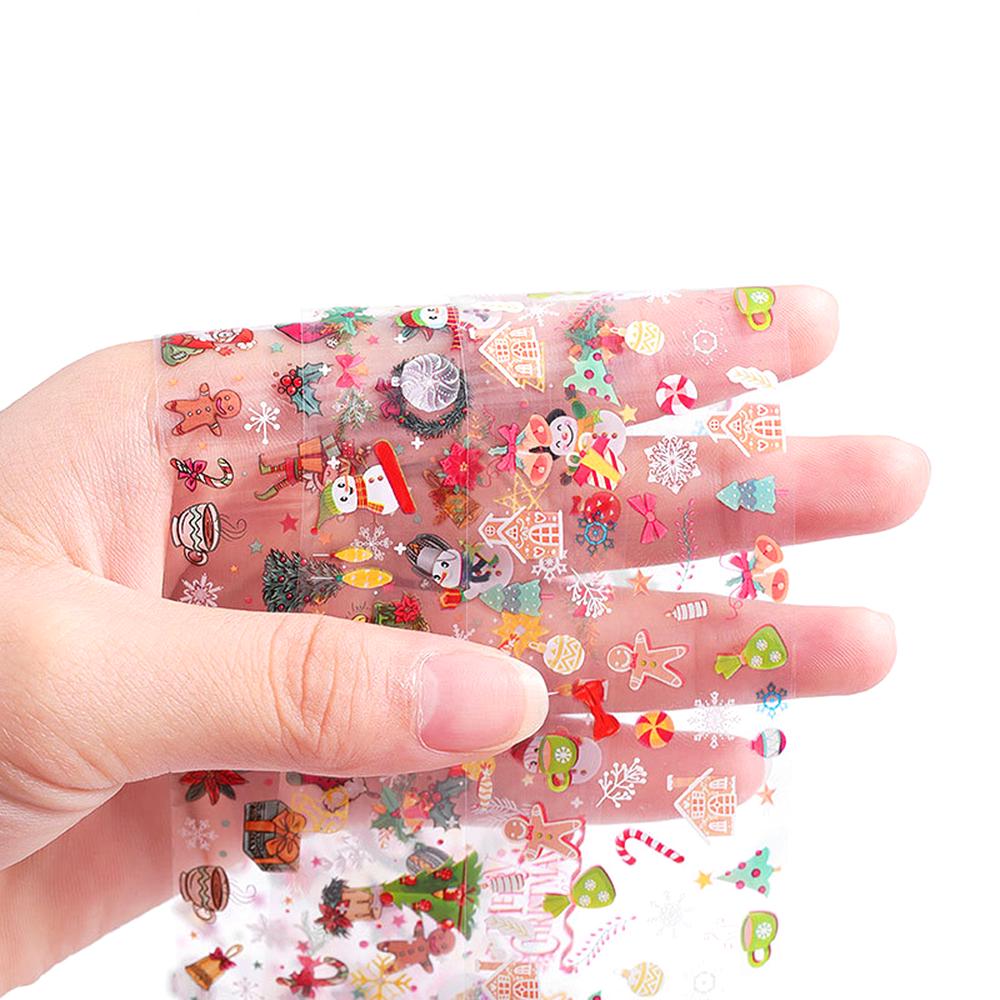 10Pcs/Pack Nail Foil Transfer Sticker Christmas Hallowmas Starry Sky Glitter Fingernail Art Stickers Tips Wraps Foil Transfer Adhesive DIY Nail