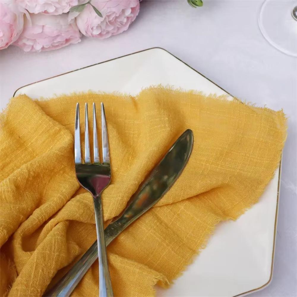 6pcs Rustic Cloth Napkin Washable Table Decoration Party Supplies Gauze Table Towel  Christmas