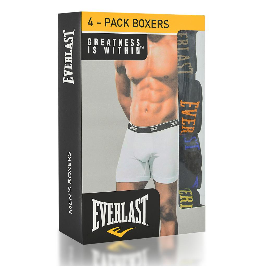 EVERLAST Men's Boxers 4 Pieces Cotton Underwear Black Color Logo