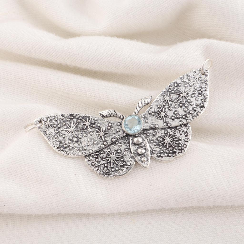 Blue Sapphire Pendant, Handmade Gemstone Pendant, 925 Solid Sterling Silver Pendant Antique Jewelry, For Engagement Gift