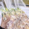 Женская длинная летняя юбка с цветочным принтом, эластичная, с высокой талией, женская, двухслойная, плиссированная юбка