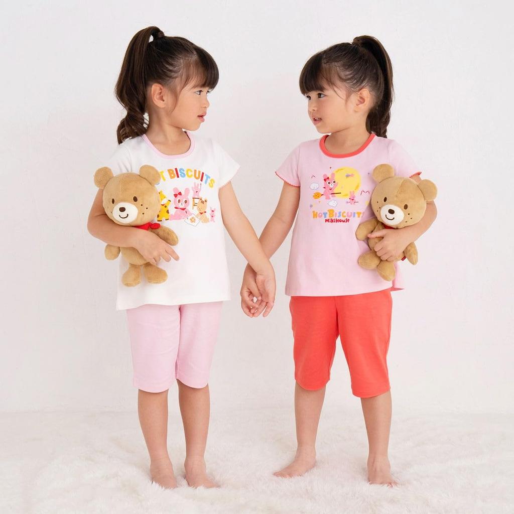 ГОРЯЧИЙ Комплект шорты и топ [MIKIHOUSE BISCUITS], рукава, домашняя одежда, для мальчиков, для девочек, для малышей, детская одежда, белый, 110 см, 72-7302-681