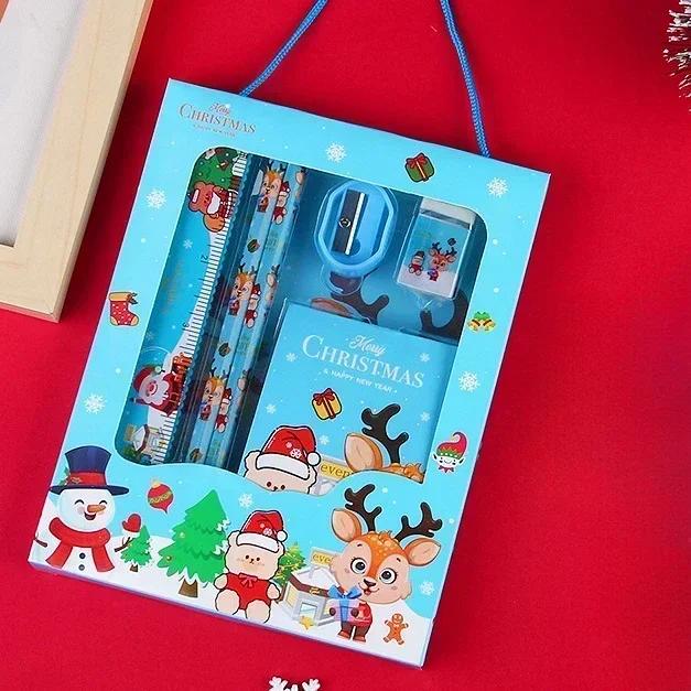 The Study Set Gift Given By Santa Claus Pencil Stationery Set Children Student Office Supplies Kawaii Prize Birthday New Year
