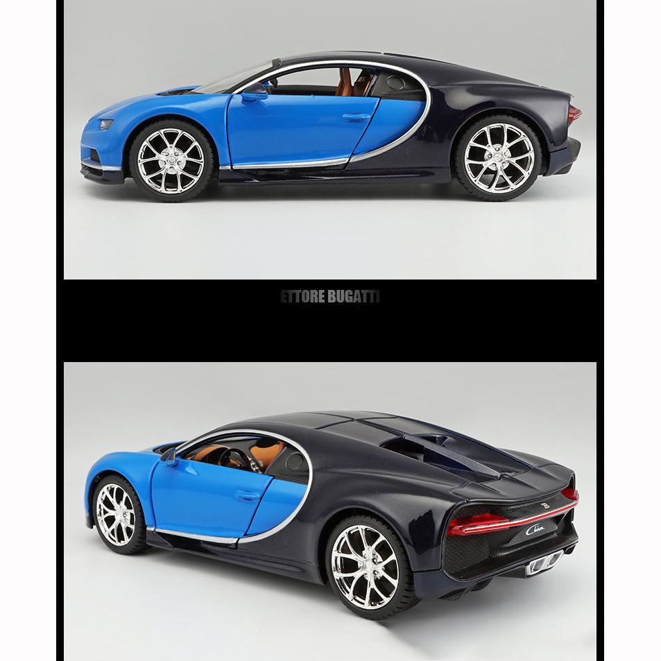 1:24-масштабная модель автомобиля Bugatti Chiron, игрушки для мальчиков, игрушки в возрасте от 3 до 12 лет, транспортные средства с откатным механизмом, музыкальными дверями и открывающимся капотом
