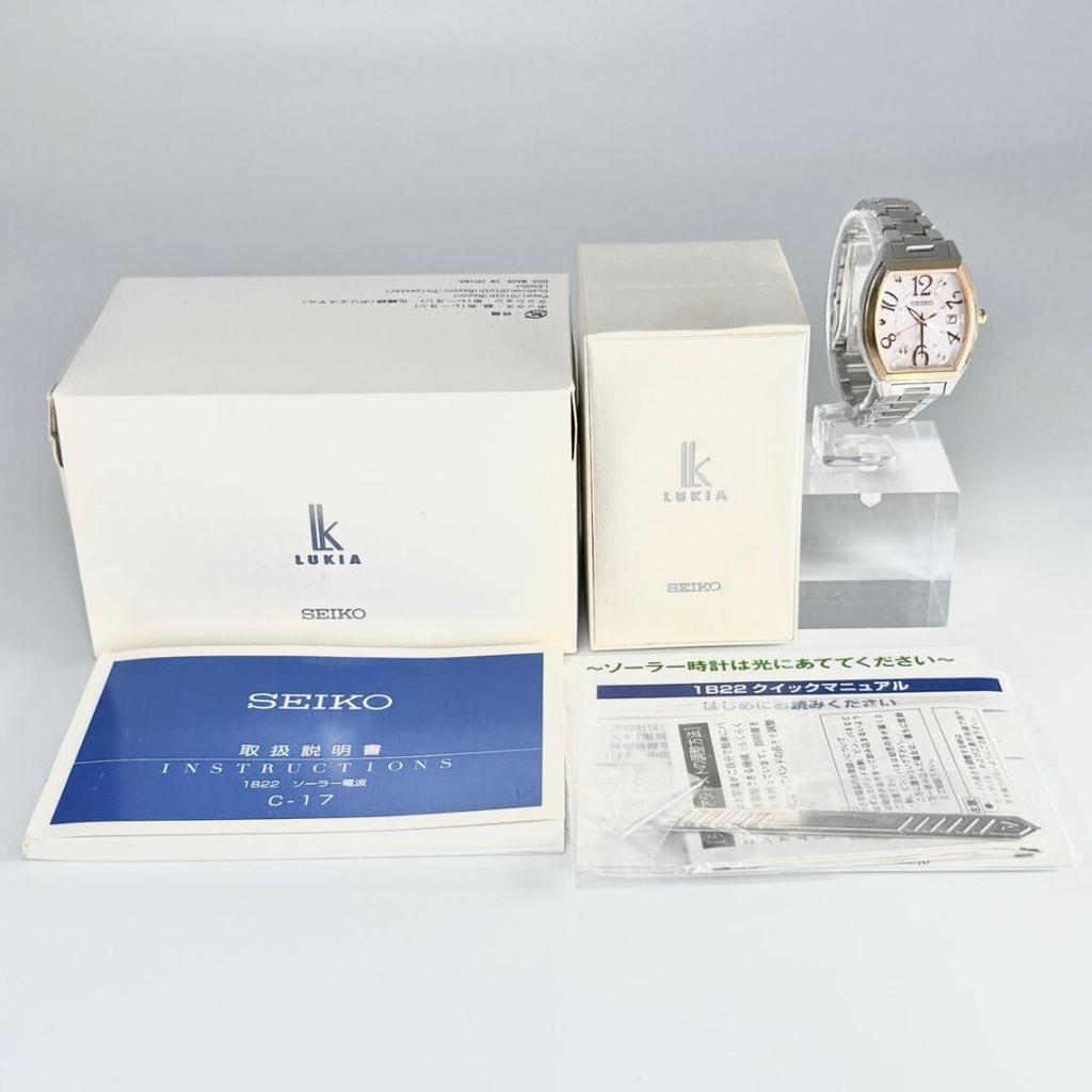 [USED] Seiko Lukia Watch, Radio-Controlled Solar, Date Display, Two-Tone, Pink Dial