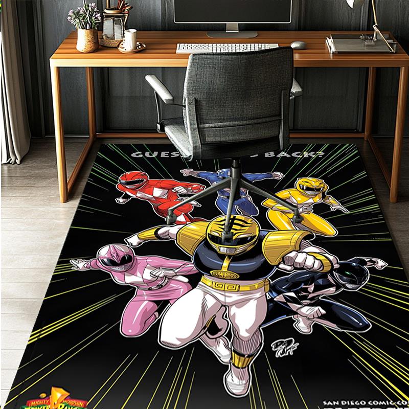 Mighty Morphin Power Rangers Pattern Rug, Indoor/Outdoor Mat, for Picnic, Gameroom, Bedroom, Office, Living Room, Home Decor Carpet, Birthday Gift