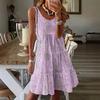 Spring Summer Casual Fashion Floral Print Loose Round Neck Sleeveless Shuttle Mid Length Casual Dresses