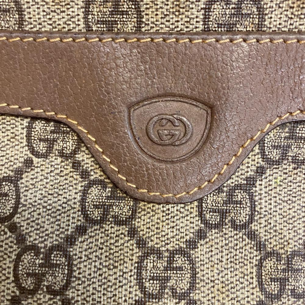 Gucci 6423 Винтажная Старая Сумка-Клатч Gucci с Узором GG из ПВХ Наплечная Сумка Коричневый ПВХ Б/У