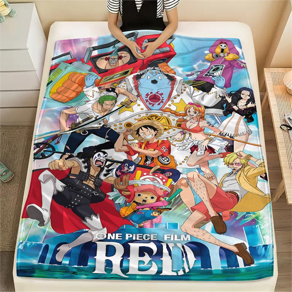 Фланелевое одеяло с принтом персонажей One Piece, Высококачественное, Удобное для всех сезонов, Декор для дома, Тепло и уют, Идеально для рождественских подарков