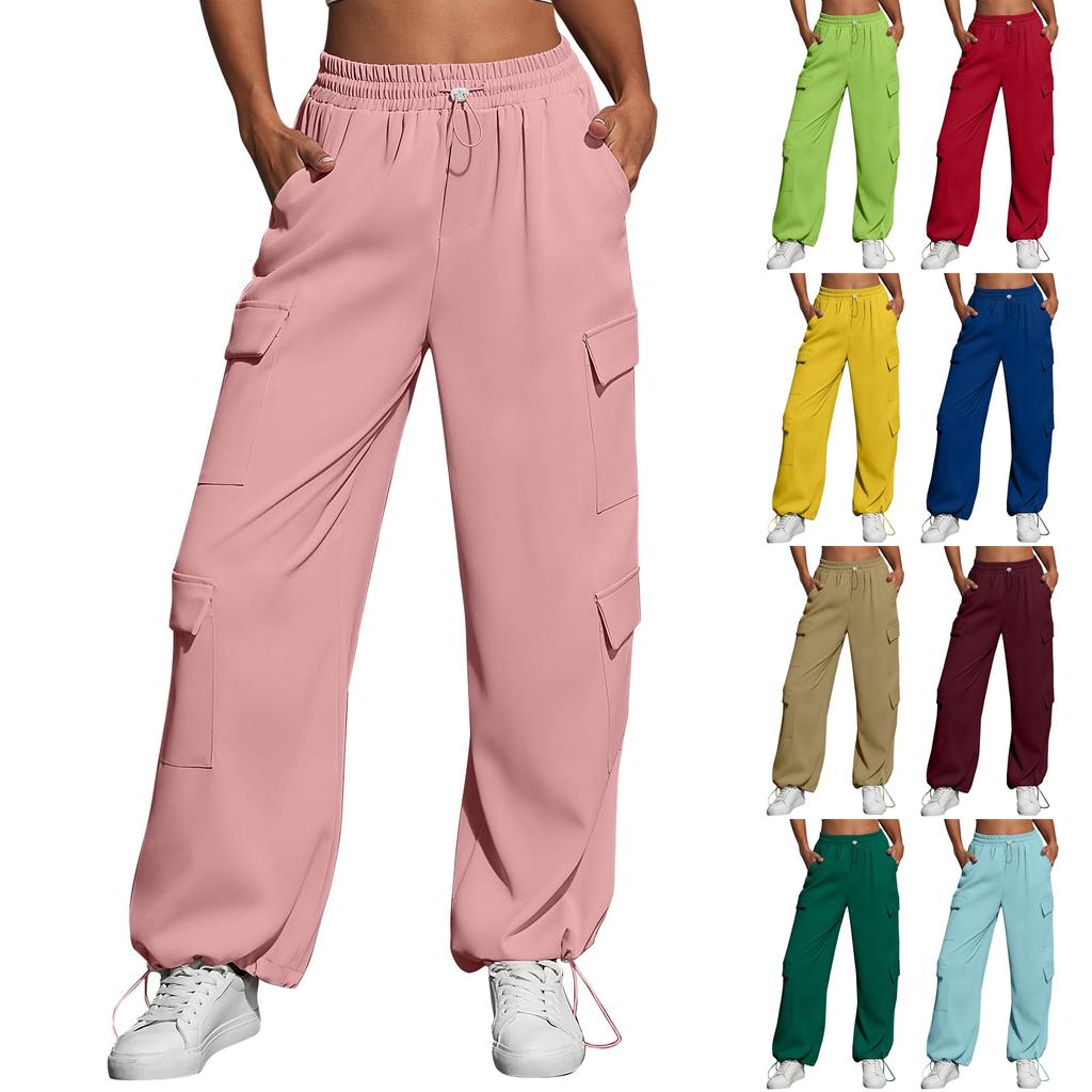 Women's Fashion Sport Solid Color Pocket Casual Sweatpants Pants