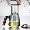 Wood Handle Glass Tea Cup with Tea Infuser with Lid Tea Maker Smooth Surface Tea Pitcher  Teaware