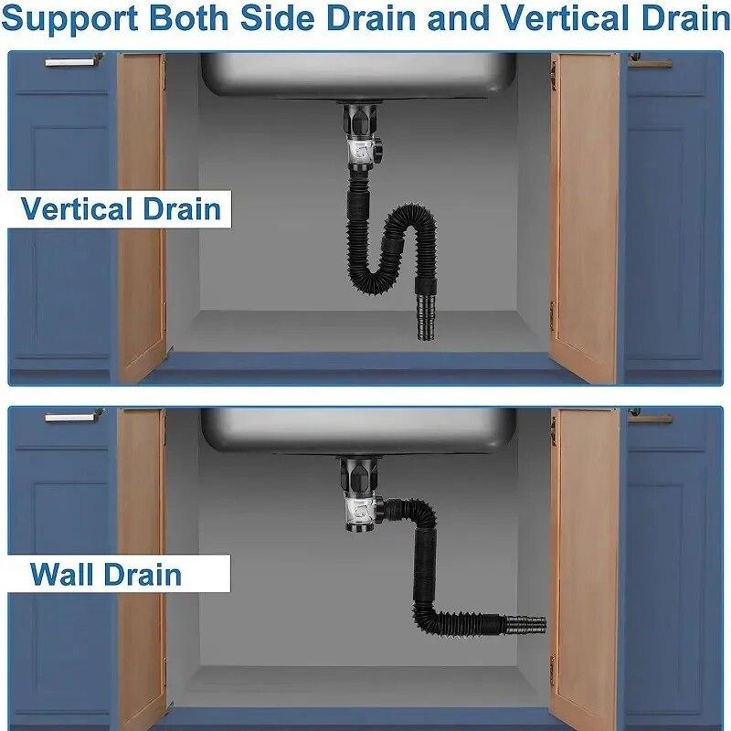 Flip-Top Kitchen Sink Drain Retractable Deodorizing Filter Flexible Downspout Bathroom Sink Anti Clogging Kitchen Accessories KTY