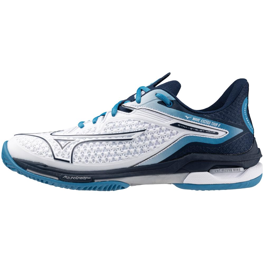 Tennis Shoes Wave Exceed TOUR 6 OC Artificial Grass Court Club Activities Lightweight Soft Tennis Hard Tennis White X Navy X Turquoise Cm 2E [Mizuno]