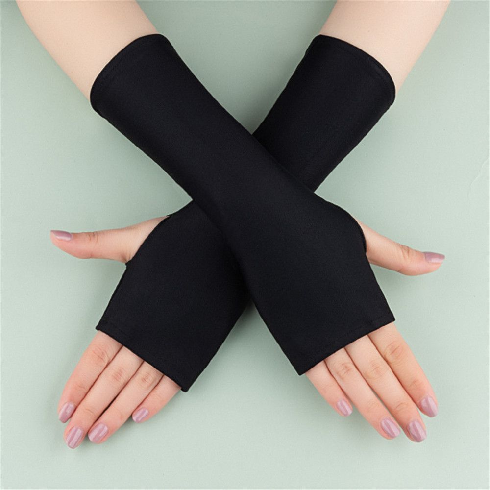 Solid Mittens Driving Accessories Fingerless Half Finger Sleeves Sunscreen Protection Long Gloves