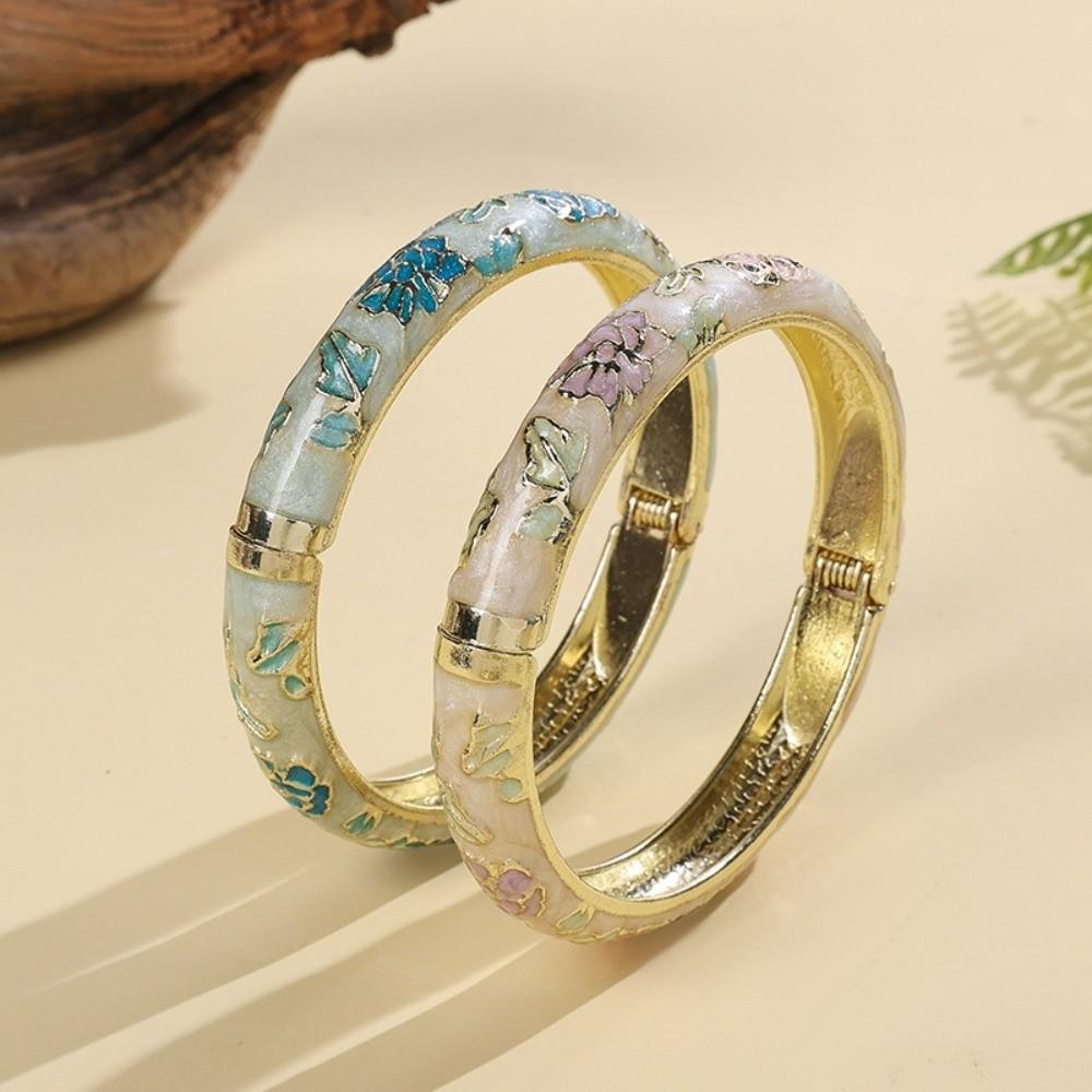 Enamel Floral Vintage Cloisonne Bangle Colorful Women's Hand Bracelet Jewelry Gifts