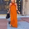 Women's Cross Halter Neck Sleeveless Dress Summer Sexy Backless A Line Maxi Dress Off Shoulder Boho Long Dress