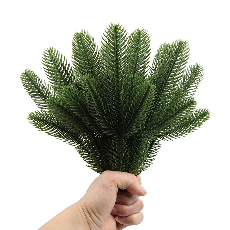6pcs Artificial Simulation Pine Needles Artificial Green Leaves Plants Christmas Pine Branches