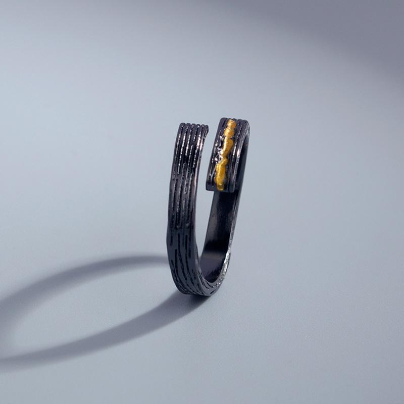 Модное ретро кольцо на указательный палец, мужские украшения, простое индивидуальное открытое кольцо, серебро 925 пробы, мужские аксессуары для вечеринок, золотой геометрический узор