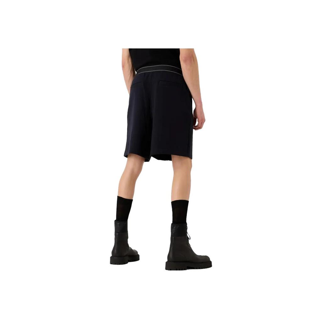 Emporio Armani SS23 Логотип на талии Свободный крой Прямые штанины Повседневные шорты Мужские шорты Темно-синий 3R1PZ7-1JHSZ-0920