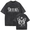 T-shirt оверсайз в стиле стритвир с винтажной стиркой и двусторонним графическим принтом Аказа из Клинок, рассекающий демонов