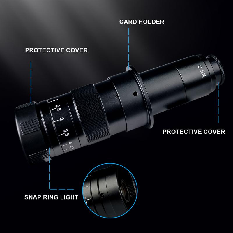 YIZHAN 130X 150X 180X Zoom C-Mount Lens Magnification Adjustable 25mm For Electron Video Microscope Accessories Monocular Camera