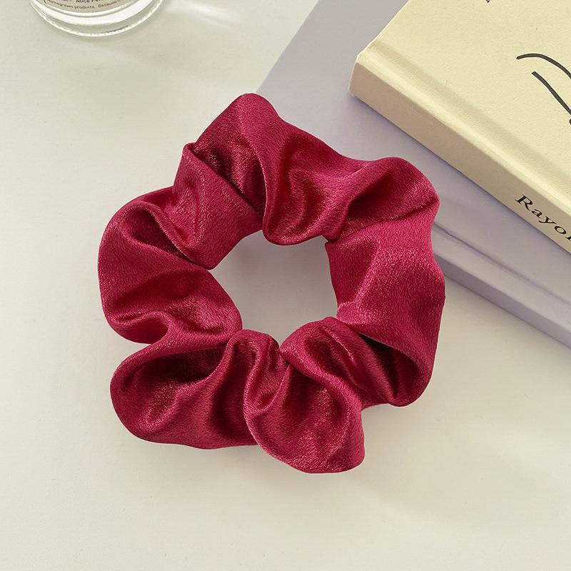 Satin Pig Large Intestine Hair Band Solid Color Fabric Head Flower European and American Headrope Rubber Band Hair Accessories
