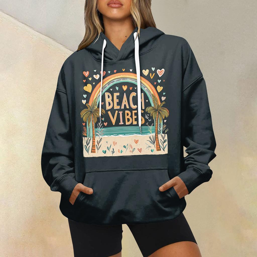Women's Fashion Casual Long Sleeve Hooded Printed Sweatshirt