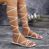 Large Size Anklet Strap Flat Sandals Women Wear Solid Color Open-toed Beach Cool Slippers Ebay