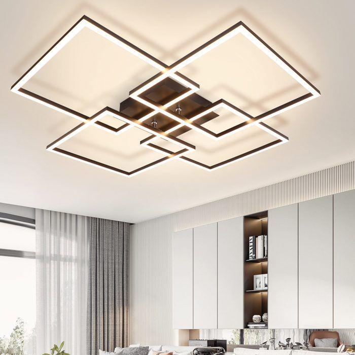 Plafonnier LED - NETTLIFE - 4 cadres - 32W - 3000K (blanc chaud) - Noir métal