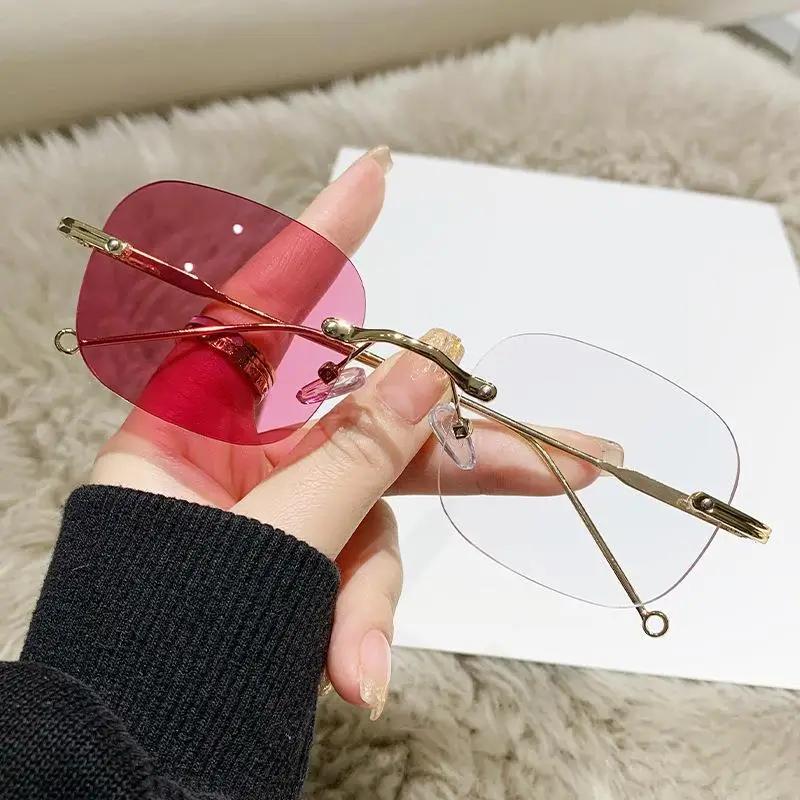 Очки Блокирующие Синий Свет Фотохромные Очки для Миопии Без Оправы Чувствительные Меняющие Цвет Защита Глаз