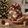 Handmade Christmas Quilted Ornament Set Snowman Deer Vintage Fabric Xmas Ball Kit  Holiday Party