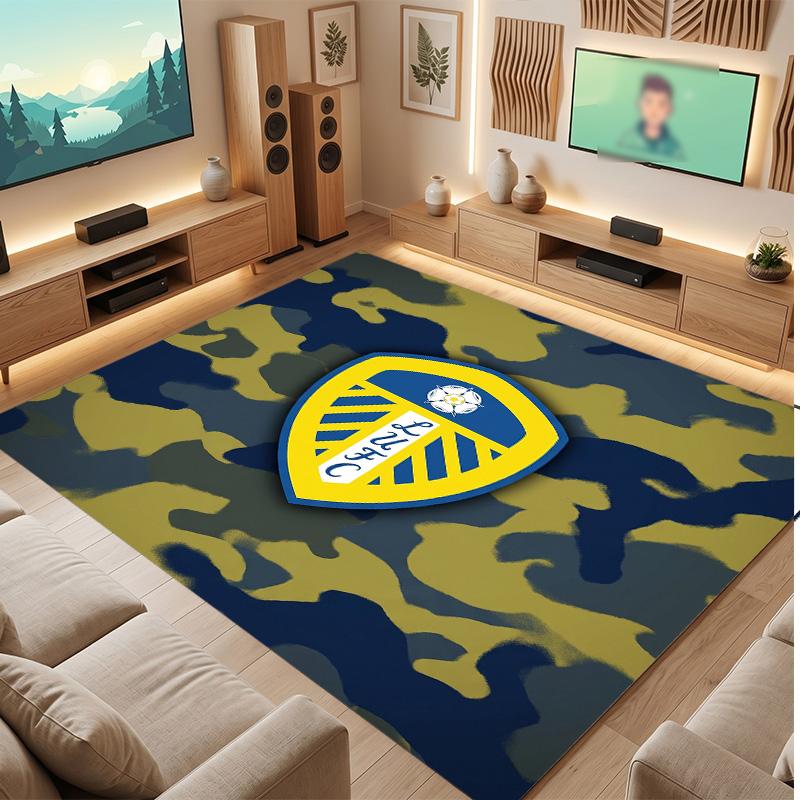 Ковер из хрустального бархата с принтом футбольного клуба Leeds United, Удобный, Впитывающий влагу, Нескользящий, Для помещений
